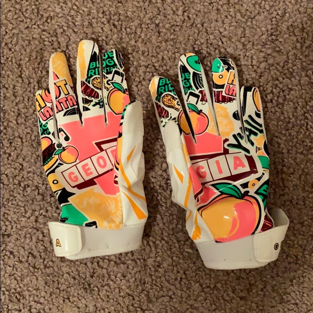 Multi color youth small “Georgia” football gloves